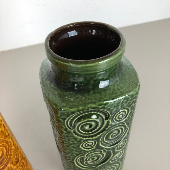 Image 1 of Pair of vintage Jura vases in fat lava ceramic by Scheurich, Germany 1970