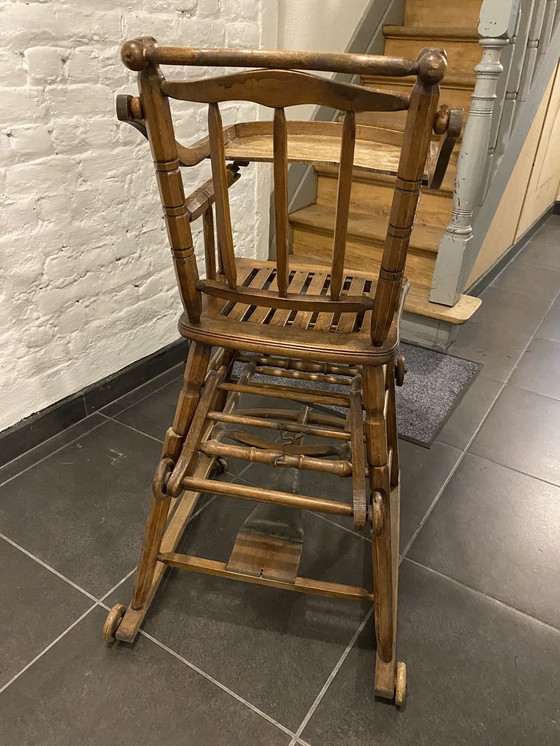 Image 1 of Antique Wooden Modular Baby High Chair