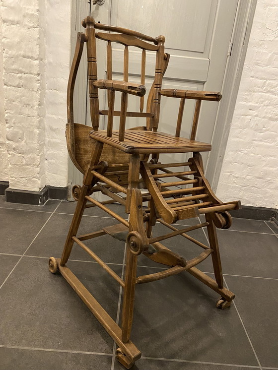 Image 1 of Antique Wooden Modular Baby High Chair