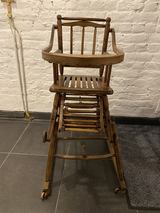 Image 1 of Antique Wooden Modular Baby High Chair