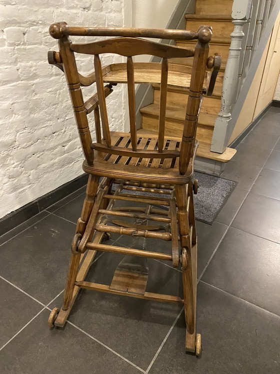 Image 1 of Antique Wooden Modular Baby High Chair