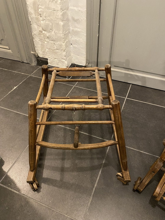 Image 1 of Antique Wooden Modular Baby High Chair