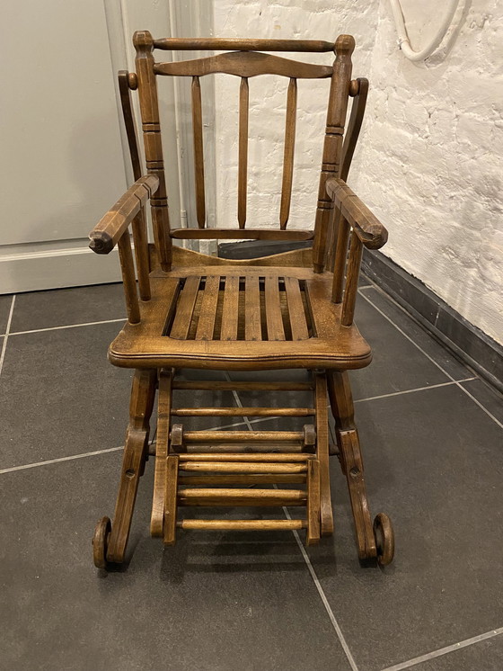 Image 1 of Antique Wooden Modular Baby High Chair