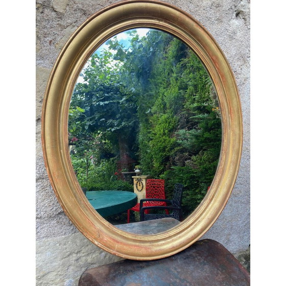 Image 1 of Vintage gilded oval mirror
