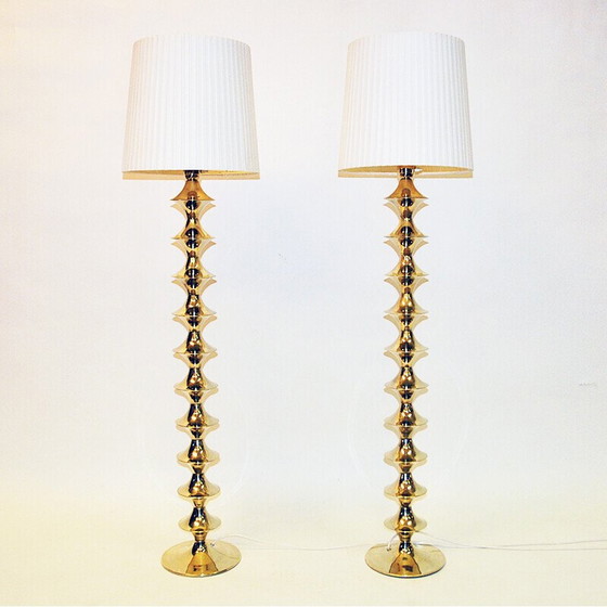 Image 1 of Pair of vintage brass floor lamps by Elit AB, Sweden 1960