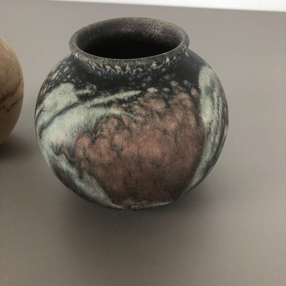 Image 1 of Coppia di vasi in ceramica vintage Fat Lava Abstract di Ruscha, Germania, anni '60