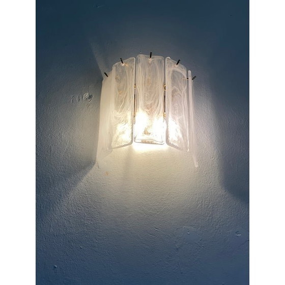 Image 1 of Set Of Two Venied-White Alabastro Strips “Listelli” Murano Glass Gold 24K Wall Sconce