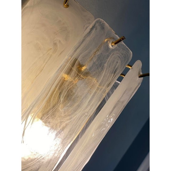Image 1 of Set Of Two Venied-White Alabastro Strips “Listelli” Murano Glass Gold 24K Wall Sconce