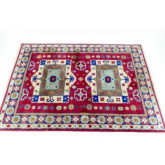 Image 1 of Hand-knotted vintage Kazak rug with geometric patterns, 1960