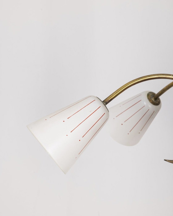 Image 1 of Lampadario vintage in metallo rosso e vetro, design italiano, anni '60 