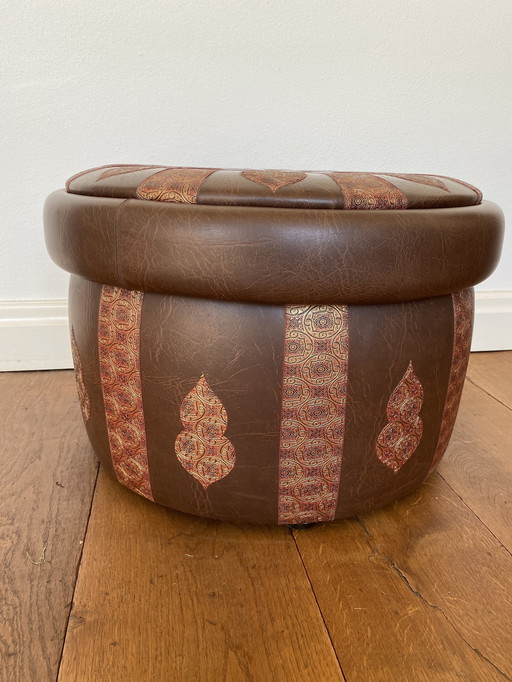 Leather Pouf With Storage Compartment