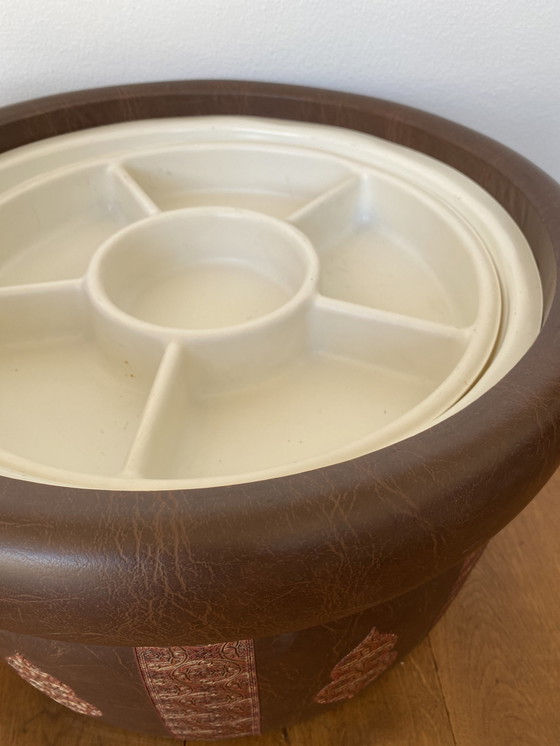 Image 1 of Leather Pouf With Storage Compartment