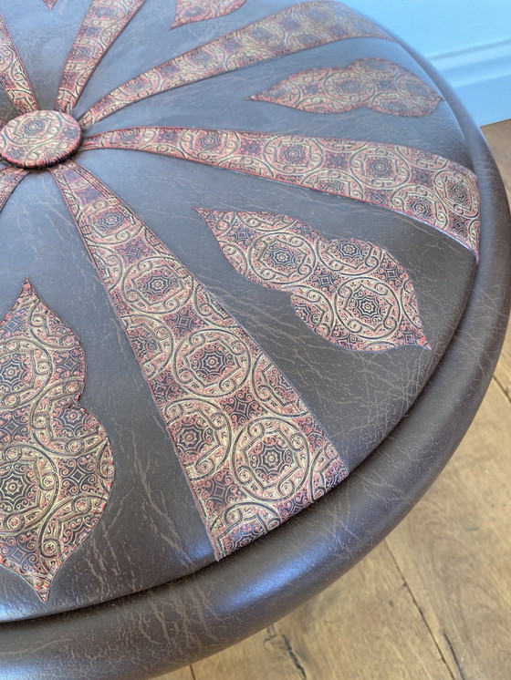 Image 1 of Leather Pouf With Storage Compartment