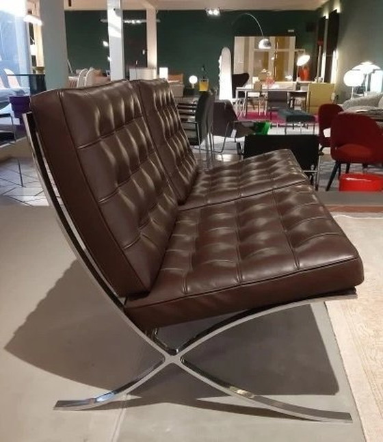 Image 1 of Knoll 2 New- Never-Unused Barcelona Armchairs In Venezia Leather Dark Brown Design L. Mies Van Der Rohe And Lilly Reich 1929