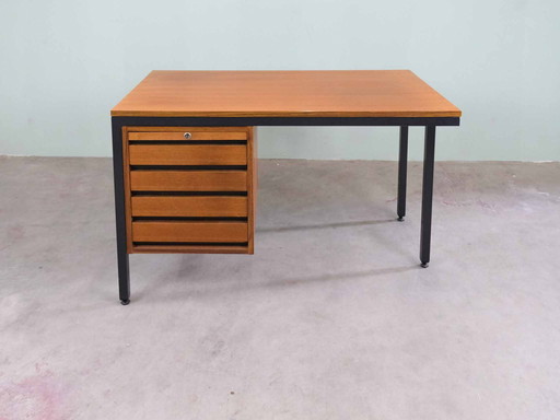 Modernist teak & steel desk