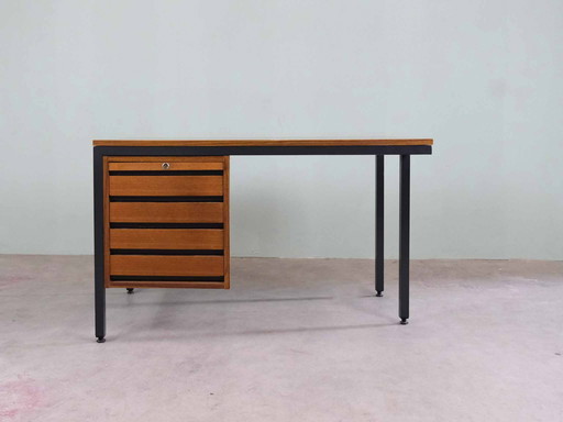 Modernist teak & steel desk