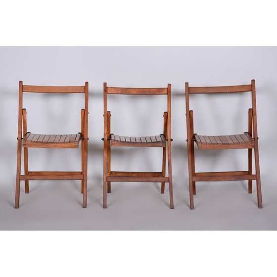 Image 1 of Conjunto de tres sillas de madera de haya de mediados de siglo, década de 1950