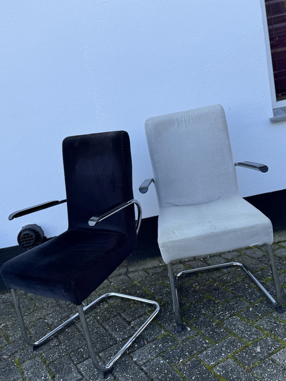 Image 1 of Pair Of Tubular Steel Arm Chairs