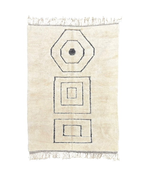 Moroccan Berber Beni Ourain Rug 180X270 Cm - White Authentic Wool Carpet - Modern Design Rug