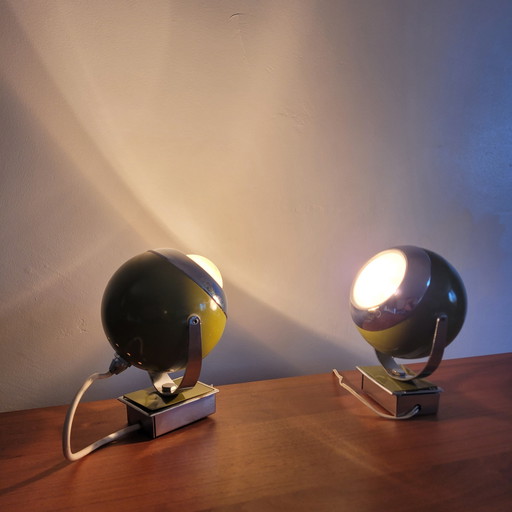 Pair Of Eyeball Orientable Wall Lights, Space Age Style, 70