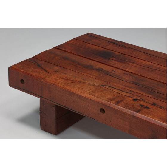 Image 1 of Vintage rectangular coffee table in rustic wood, Italy 1940