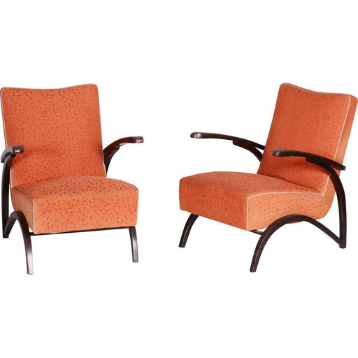 Pair of vintage beechwood armchairs by Jindrich Halabala for Up Zavody, Czechoslovakia 1930