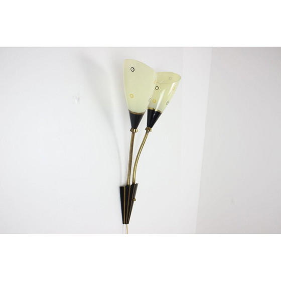 Image 1 of Vintage wall lamp in glass and brass, Czechoslovakia 1960