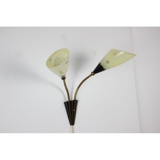 Image 1 of Vintage wall lamp in glass and brass, Czechoslovakia 1960