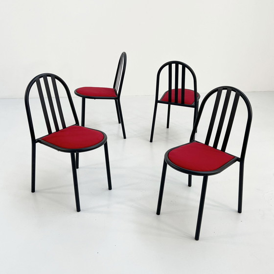 Image 1 of 4 No.222 Chairs With Red Seating By Robert Mallet-Stevens For Pallucco, 1980S