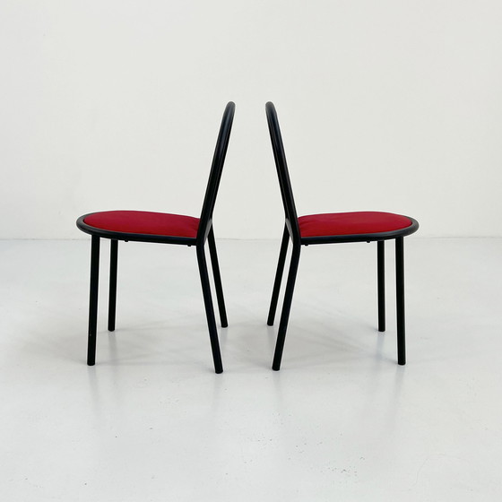 Image 1 of 4 No.222 Chairs With Red Seating By Robert Mallet-Stevens For Pallucco, 1980S