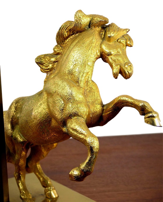 Image 1 of Gold Cast Metal Horse Table Lamp 1960