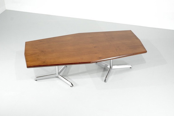 Image 1 of Wooden Conference Table With Metal Frame, Italy 1970s.