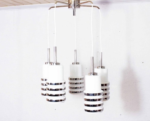 Opal Glass And Chrome Waterfall Suspension Chandelier