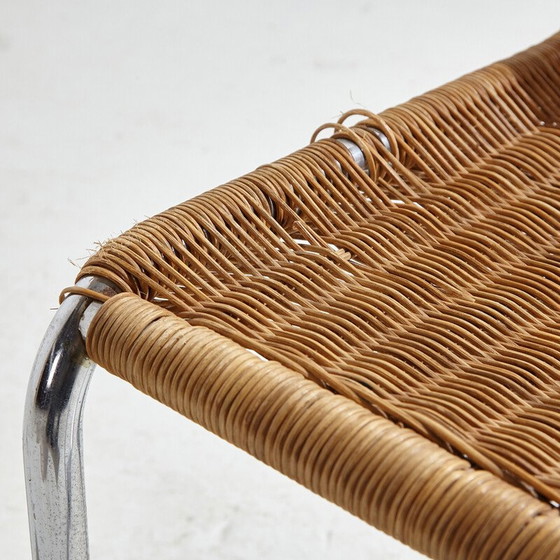 Image 1 of Vintage tubular chair with wicker seat and backrest, 1980s