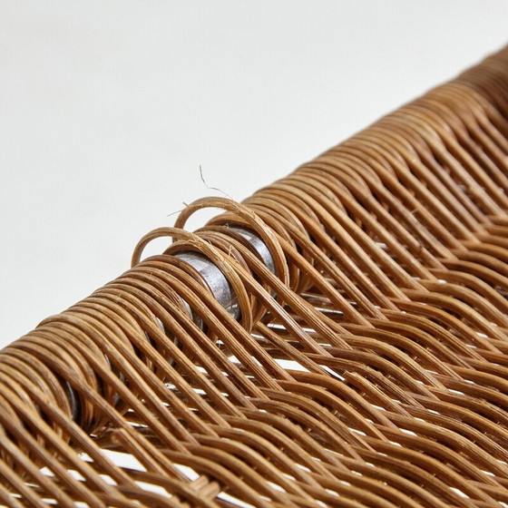 Image 1 of Vintage tubular chair with wicker seat and backrest, 1980s