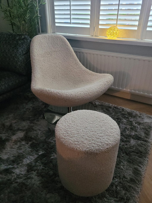 Carl Öjerstam Design Swivel Armchair With Footstool