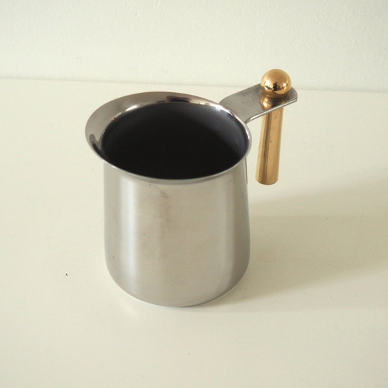 Image 1 of Lechera de acero inoxidable dorado Kitty Oro Guido Bergna, década de 1980