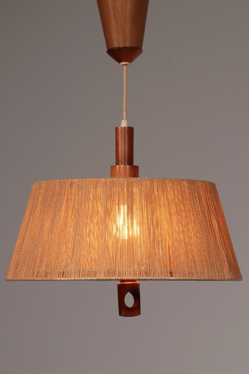 Ad Image Vintage Temde Pendant Lamp With Walnut And Raffia 1960S