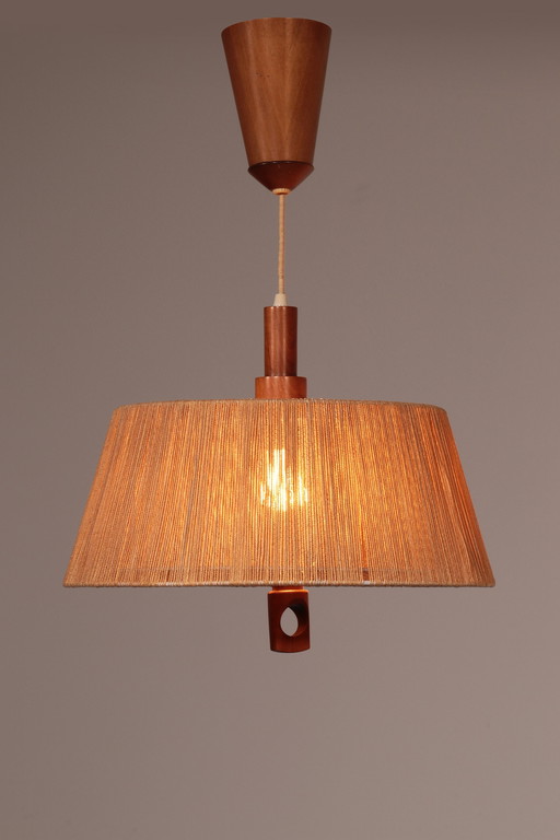 Ad Image Vintage Temde Pendant Lamp With Walnut And Raffia 1960S