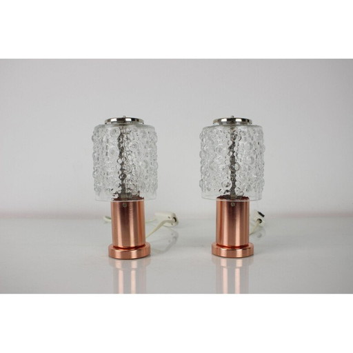 Pair of vintage copper table lamps by Kamenický Šenov, Czechoslovakia 1970