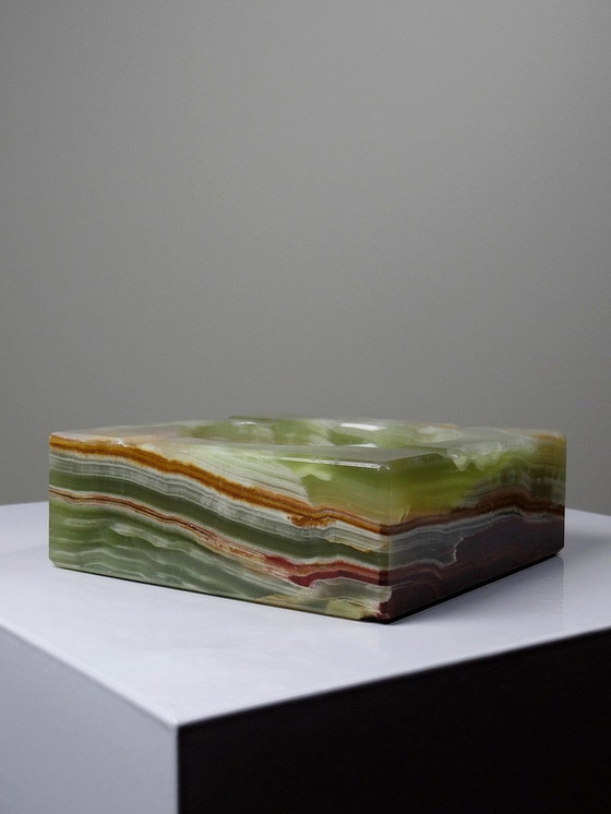 Image 1 of Ashtray Mid-Century Onyx Natural Green Italy 60s-70s