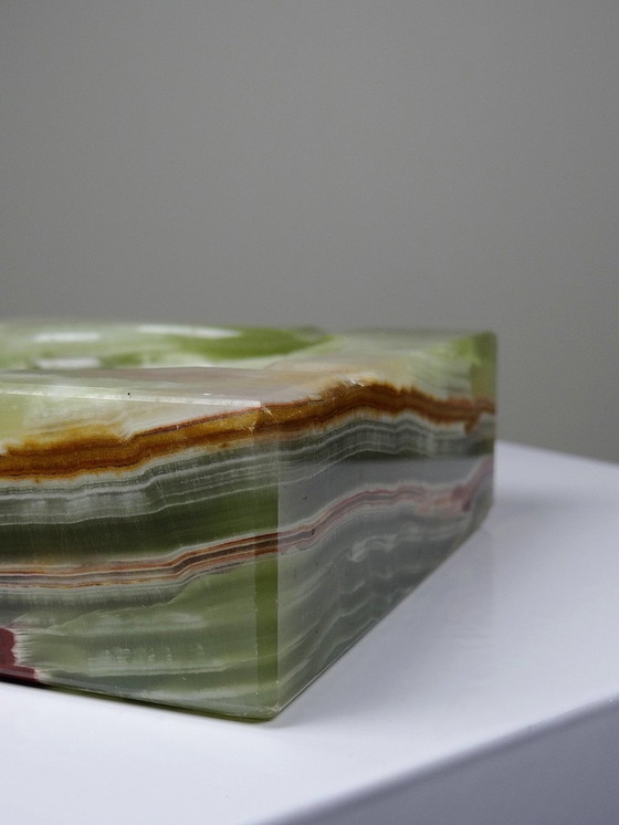 Image 1 of Ashtray Mid-Century Onyx Natural Green Italy 60s-70s