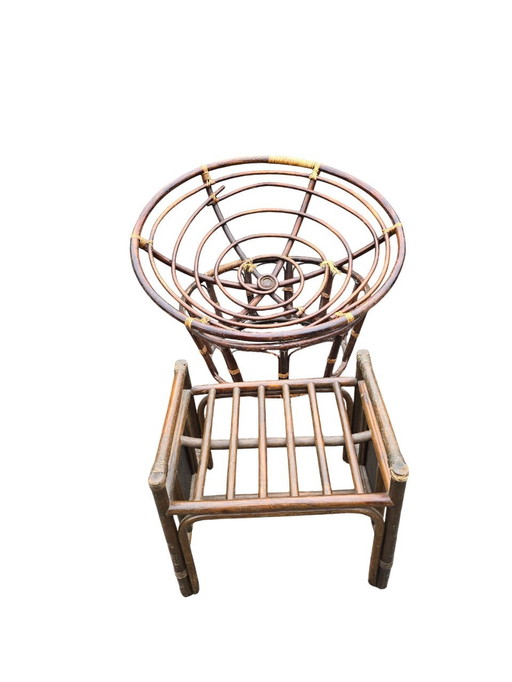 Rattan Loveuse With Matching Footrest