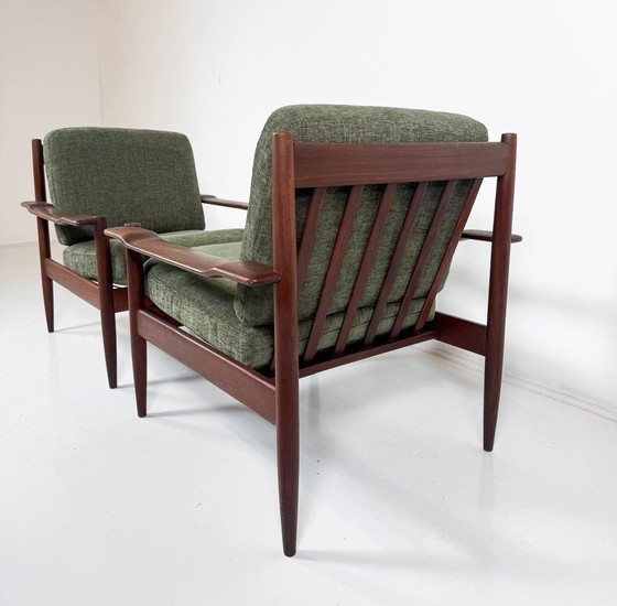 Image 1 of Sillones de mediados de siglo, teca, década de 1960 - Tapicería nueva