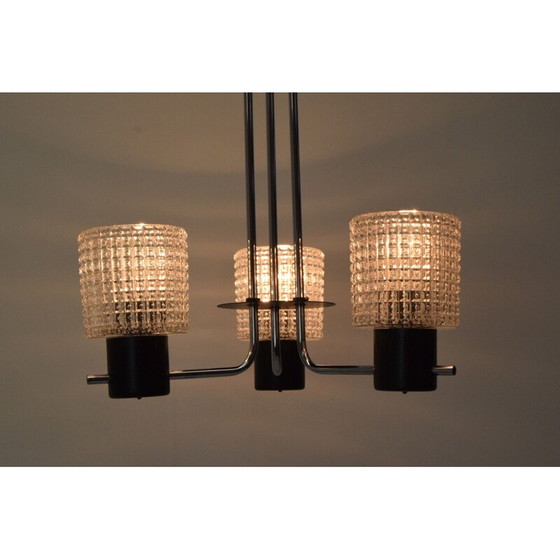 Image 1 of Lampadario vintage in vetro cromato di Instala Jílové u Děčína, Cecoslovacchia 1960