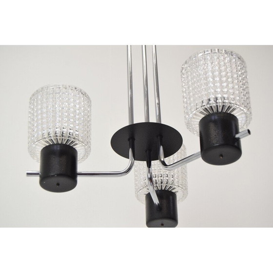 Image 1 of Lampadario vintage in vetro cromato di Instala Jílové u Děčína, Cecoslovacchia 1960