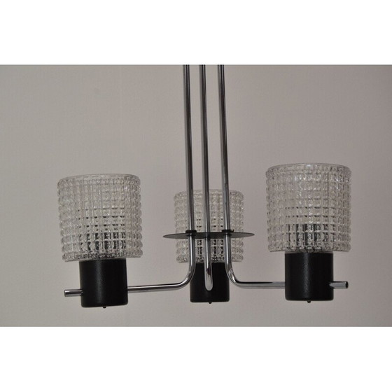 Image 1 of Lampadario vintage in vetro cromato di Instala Jílové u Děčína, Cecoslovacchia 1960