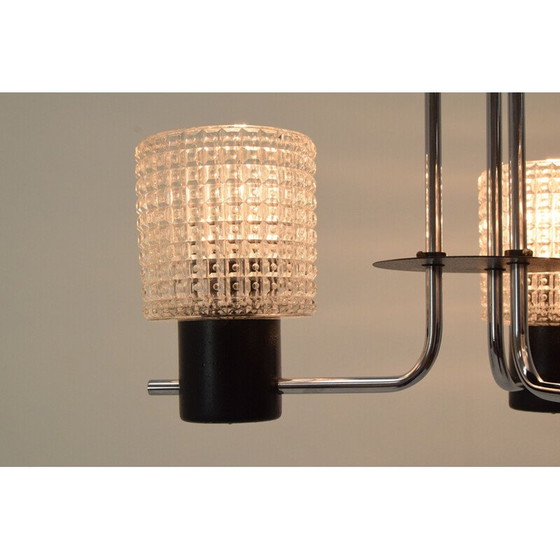 Image 1 of Lampadario vintage in vetro cromato di Instala Jílové u Děčína, Cecoslovacchia 1960