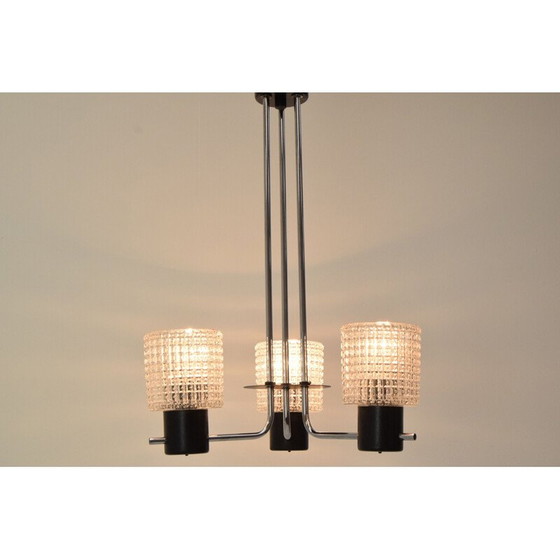 Image 1 of Lampadario vintage in vetro cromato di Instala Jílové u Děčína, Cecoslovacchia 1960