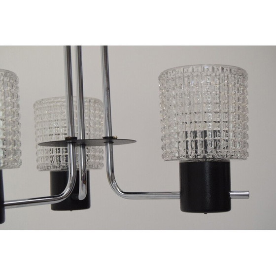 Image 1 of Lampadario vintage in vetro cromato di Instala Jílové u Děčína, Cecoslovacchia 1960